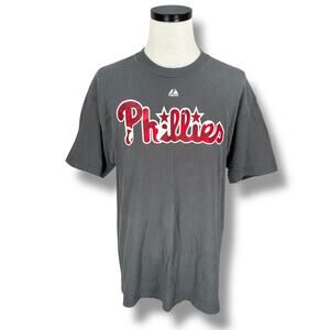 Vintage Majestic Philadelphia Phillies Roy Halladay #34 T-Shirt Men’s Large Gray